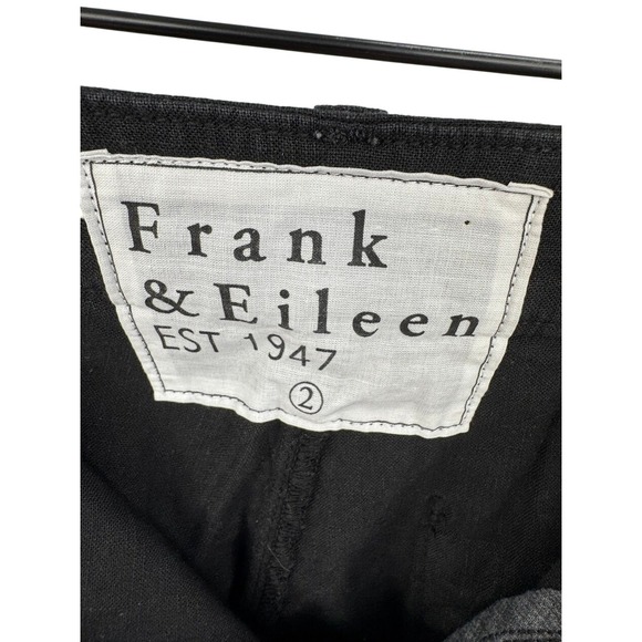 Frank & Eileen Kinsale Black Italian Power Linen Cropped Raw Hem Pants Size 2 - Picture 7 of 10